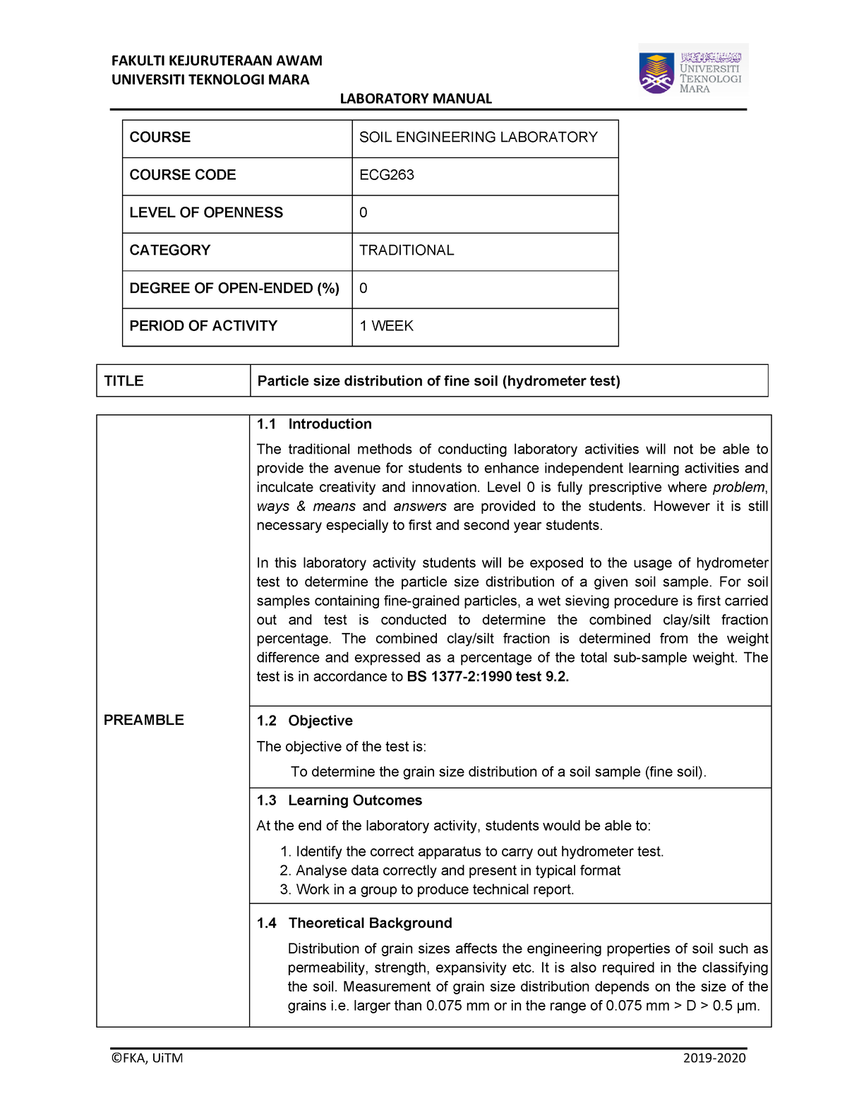 7 Hydrometer (Level 0) - UNIVERSITI TEKNOLOGI MARA LABORATORY MANUAL