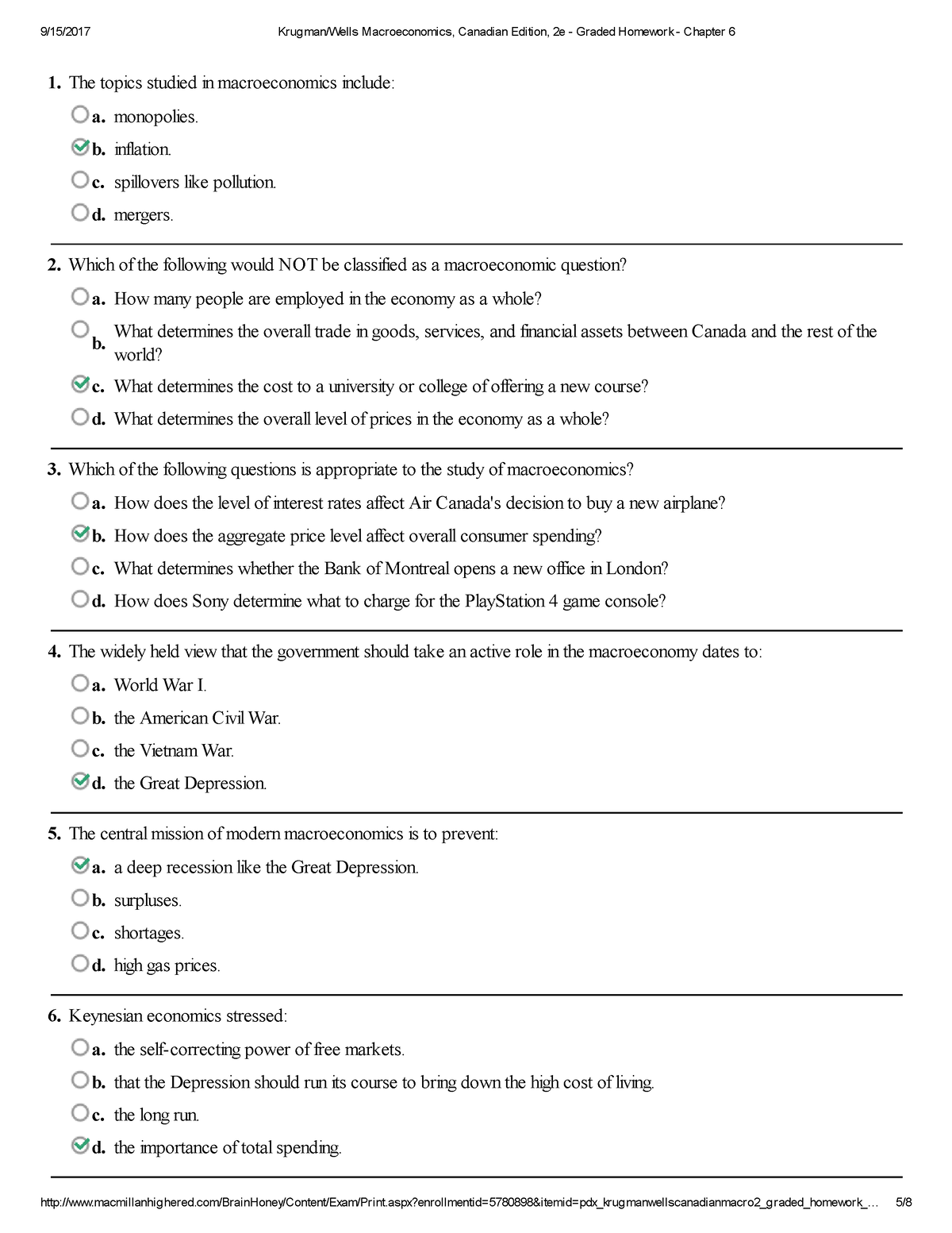 macroeconomics chapter 6 homework answers