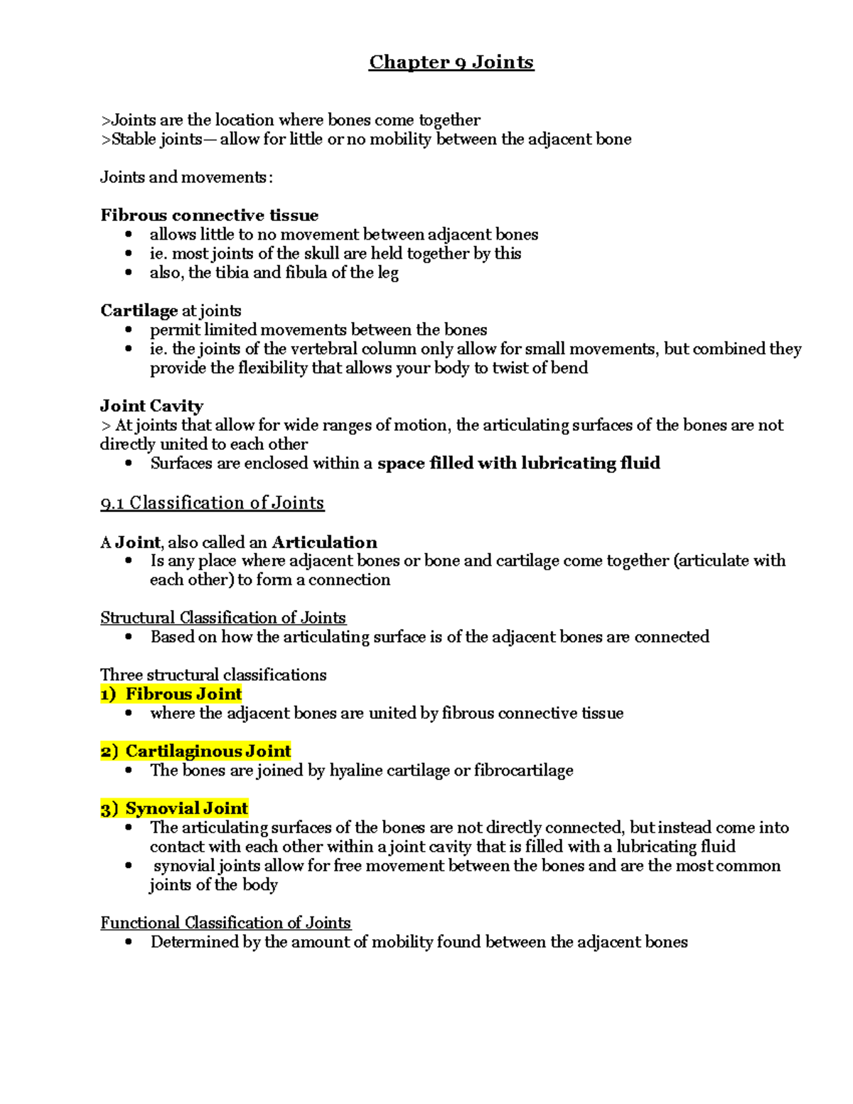 Chapter 9 Outline Joints - Chapter 9 Joints Joints Are The Location ...