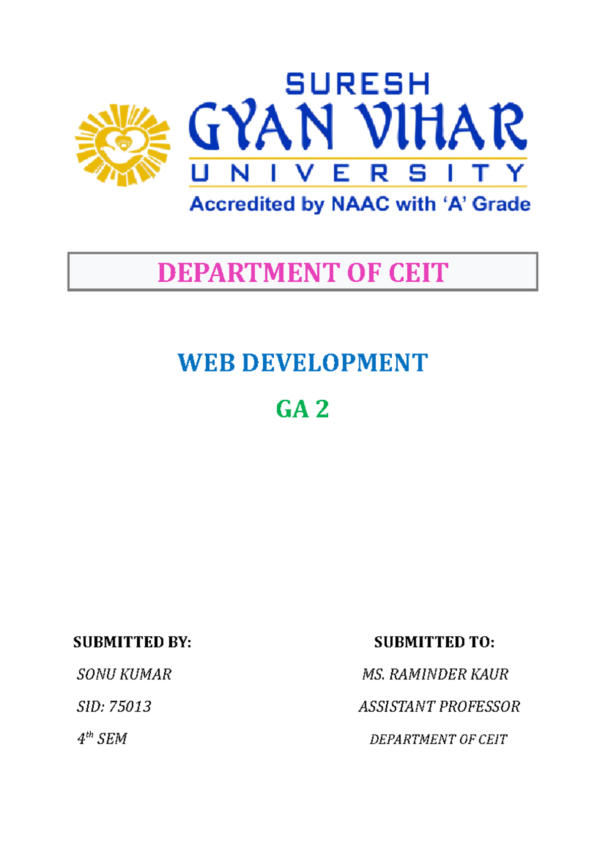 WEB Devlopment html,css - DEPARTMENT OF CEIT WEB DEVELOPMENT GA 2 ...