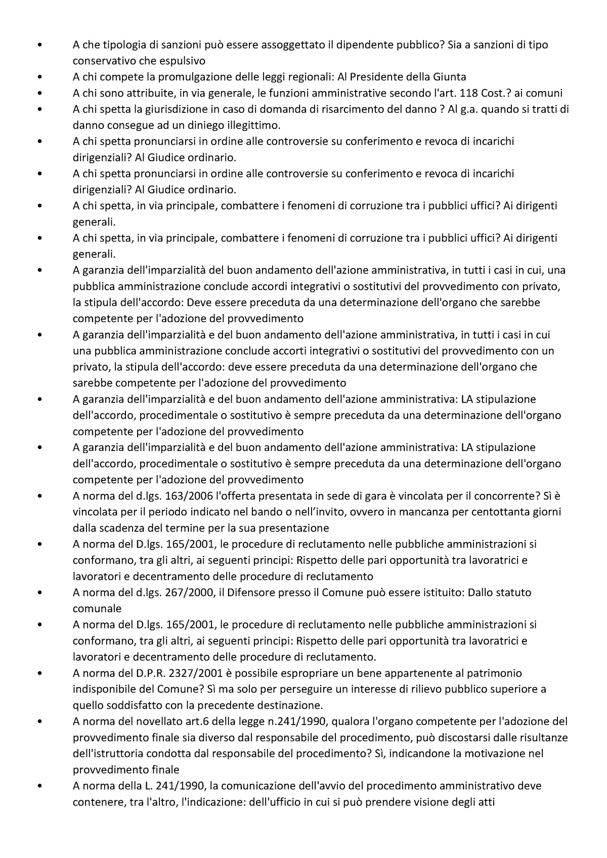 Domande Esame Diritto Amministrativo - Warning: TT: undefined function