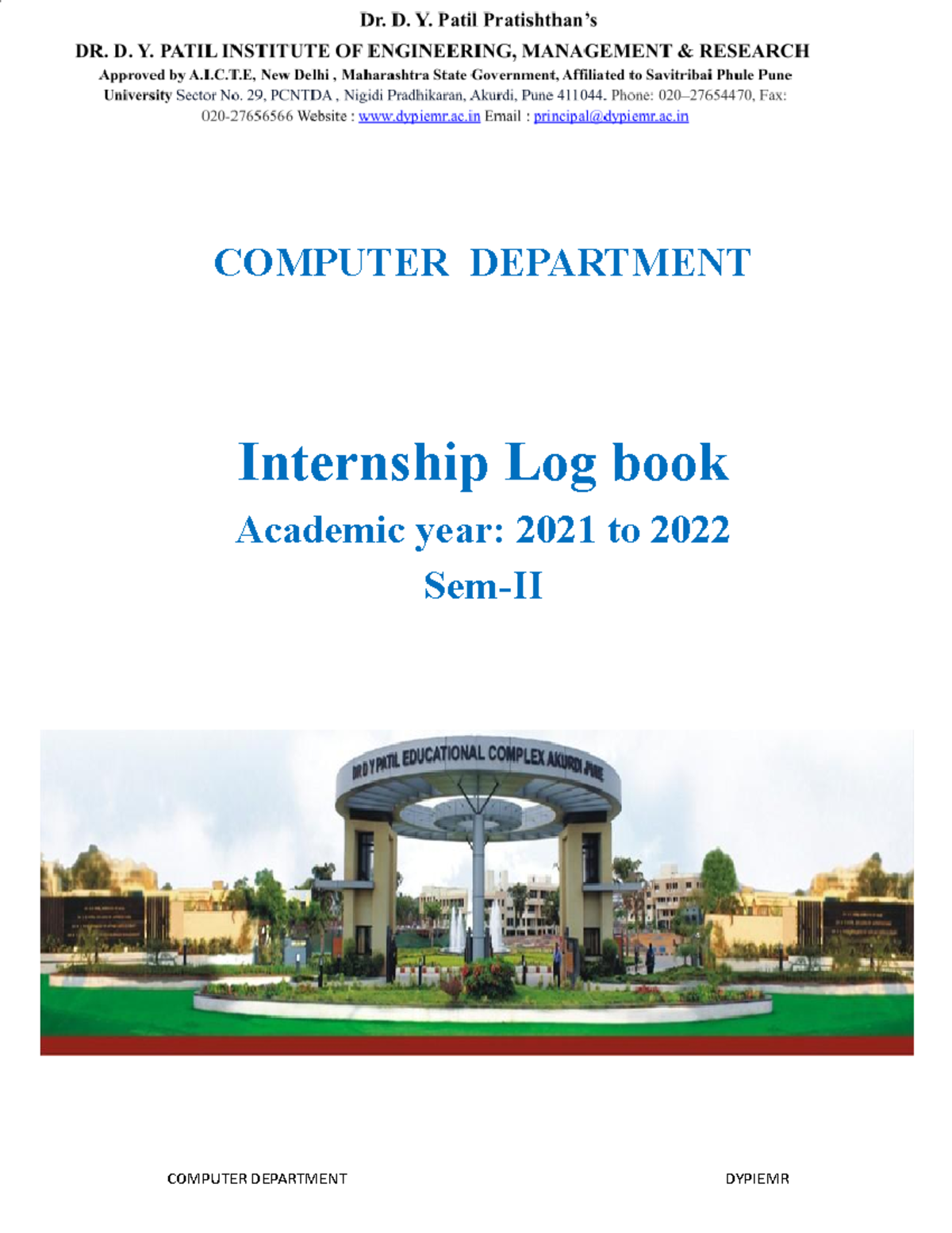 Internship log book (2122) COMPUTER DEPARTMENT Internship Log book
