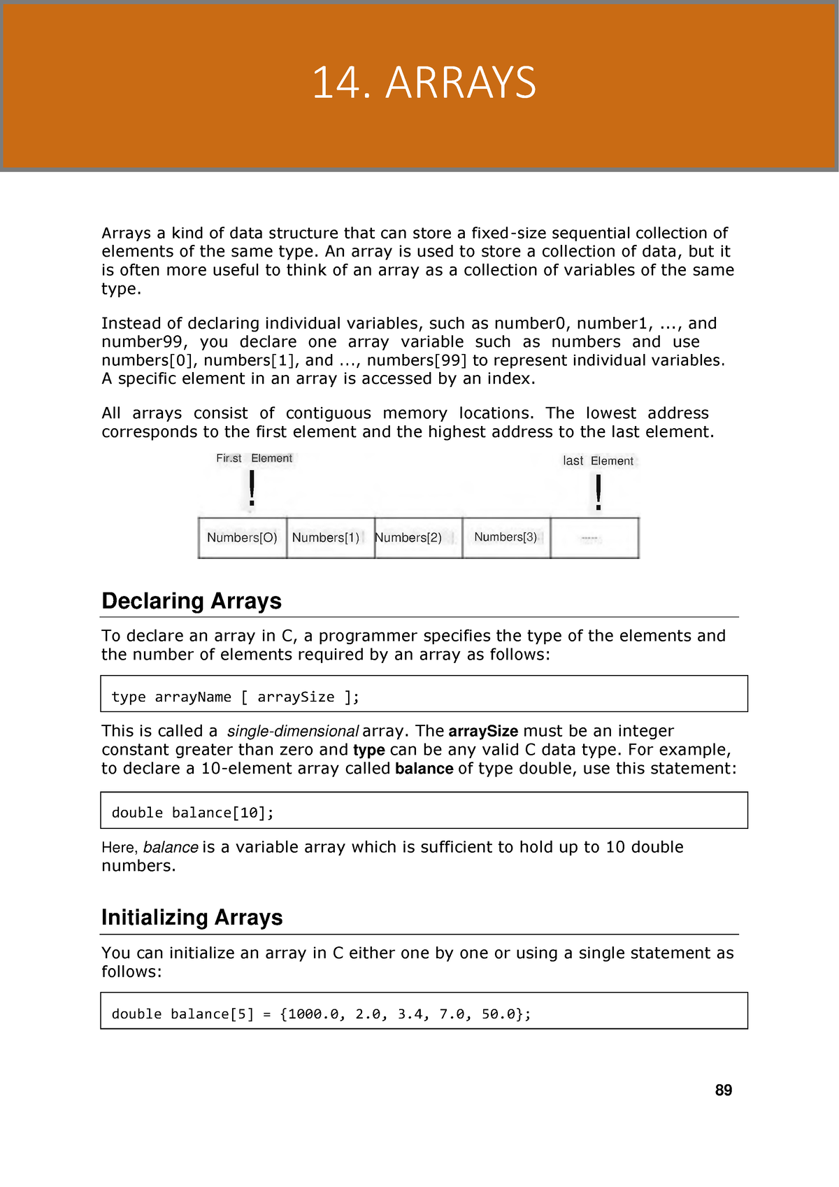 Arrays - Very good notes - Arrays a kind of data structure that can ...