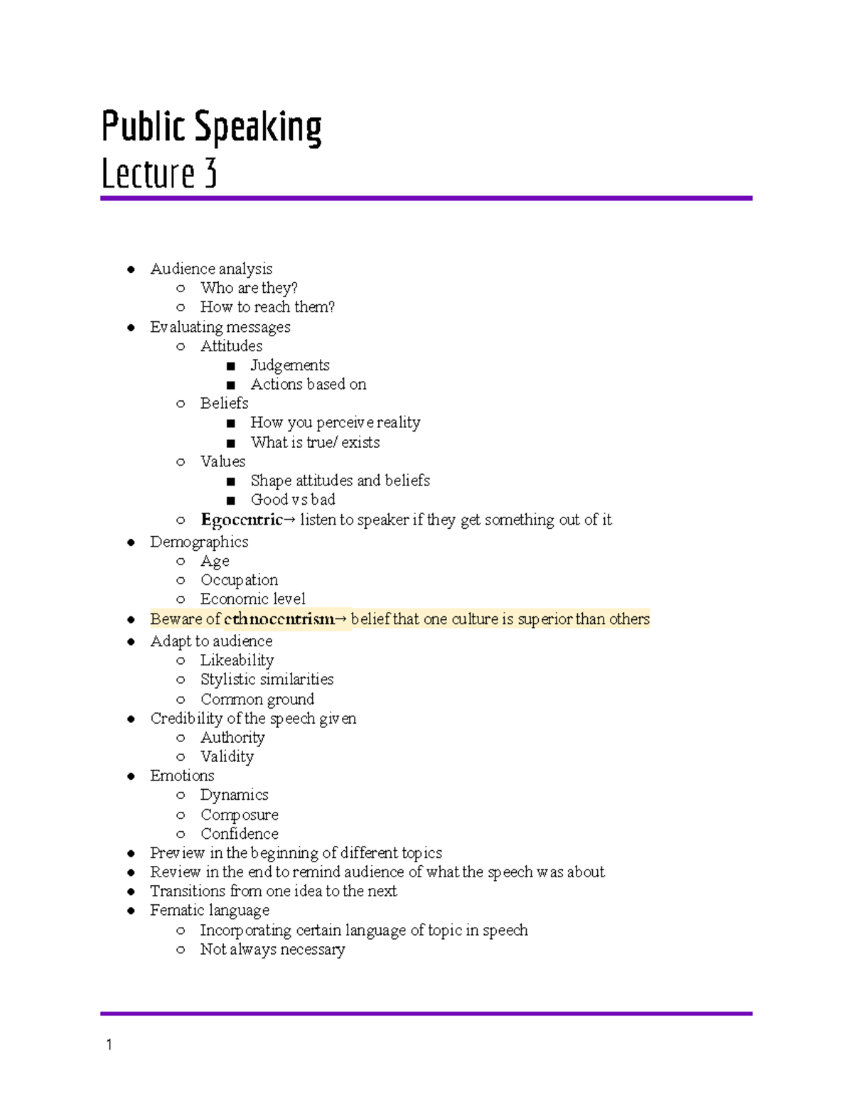 F.o.S. Lecture 3 - Public Speaking Lecture 3 Audience analysis Who are ...