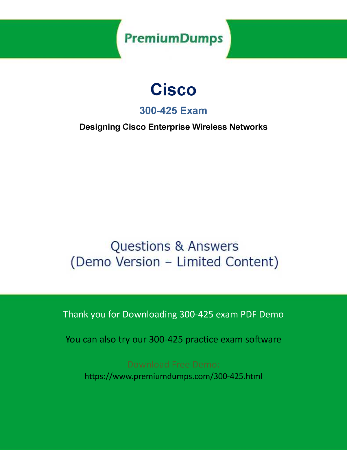 300-425-demo - PDF Dumps-Best Preparation Material - Questions Answers PDF  Page 1 Cisco Exam - Sns-Brigh10