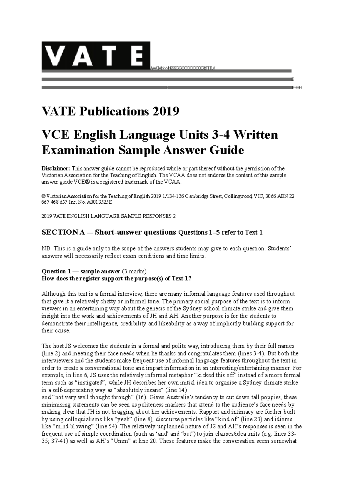 2019-vate-solutions - practice solution - VATE Publications 2019 VCE ...
