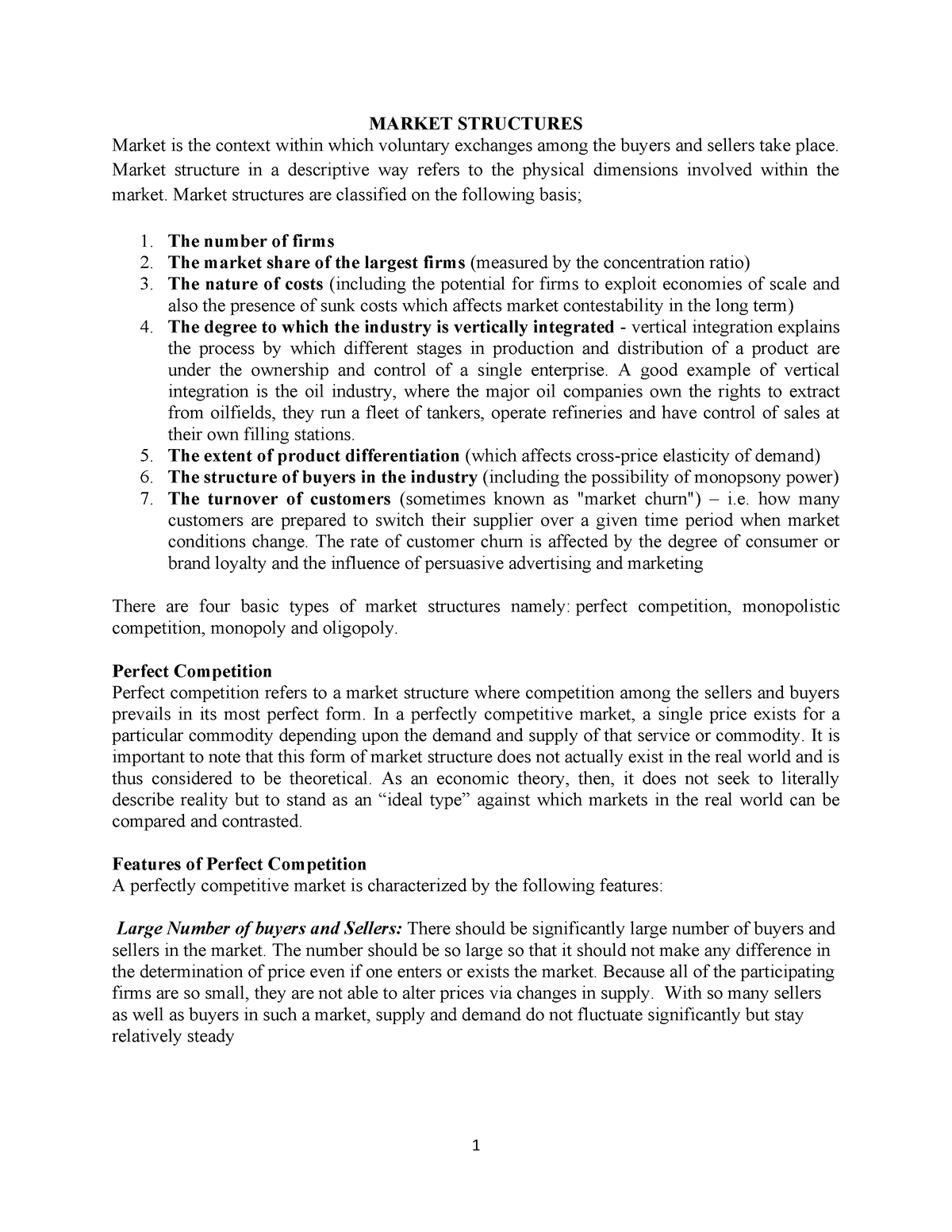 market structures research assignment