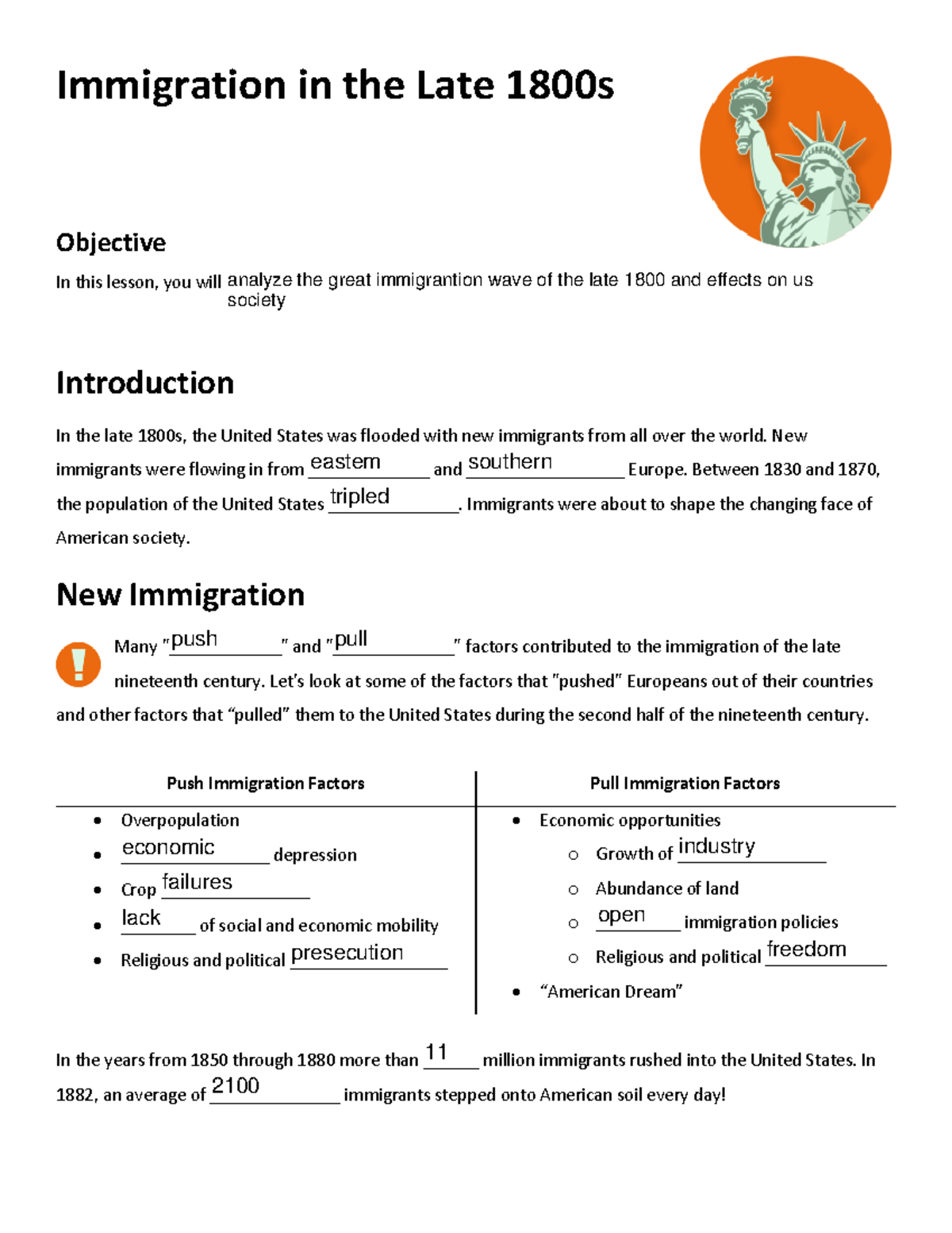 immigration in the 1800s essay