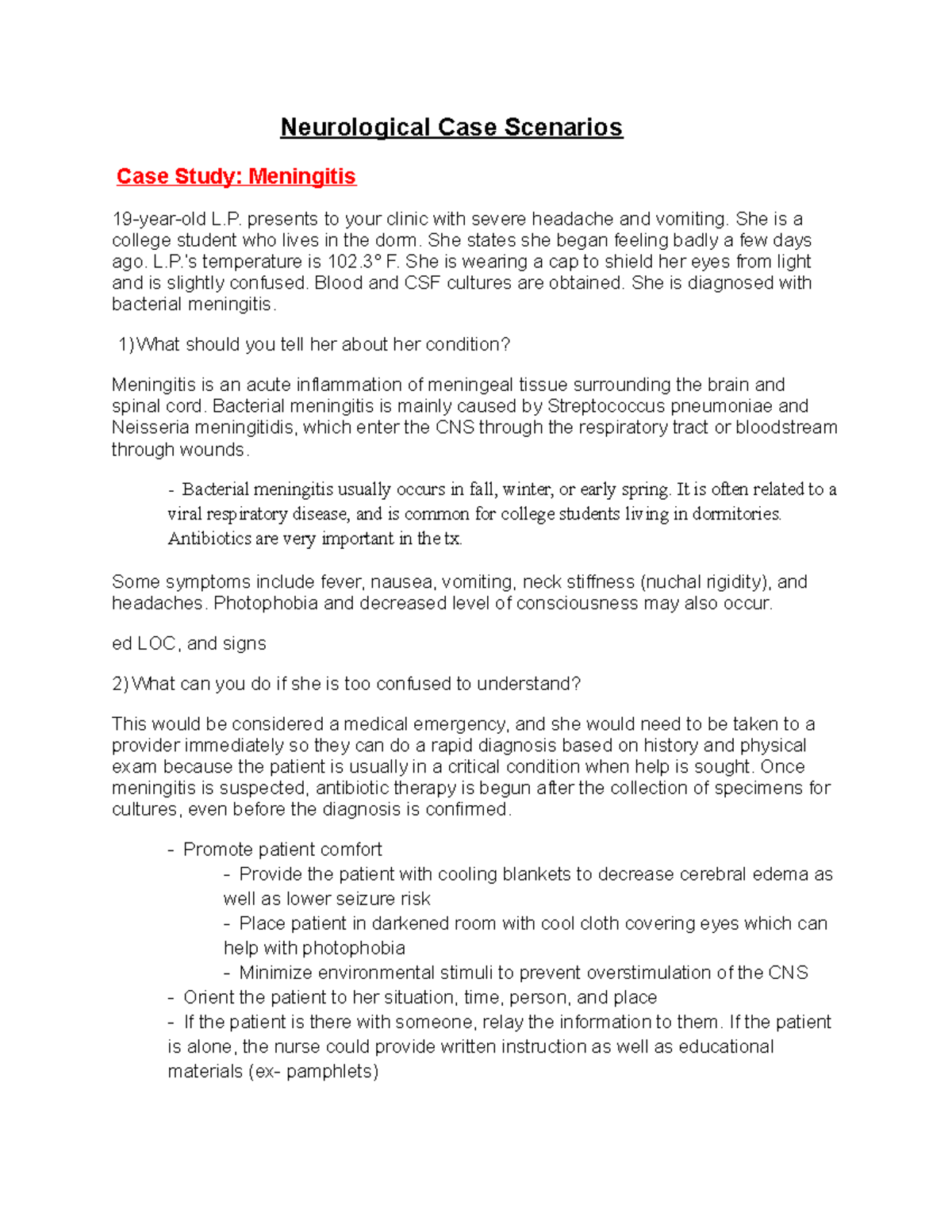 neurological case study examples