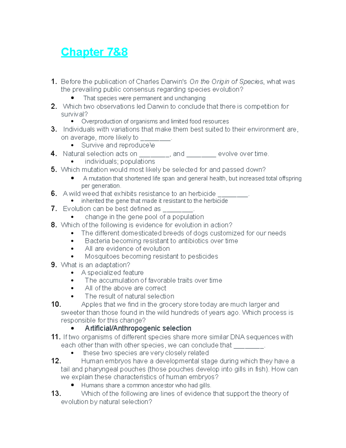 Chapter 7-8 - Introduction to Biology, the teacher is Nathan Churches ...