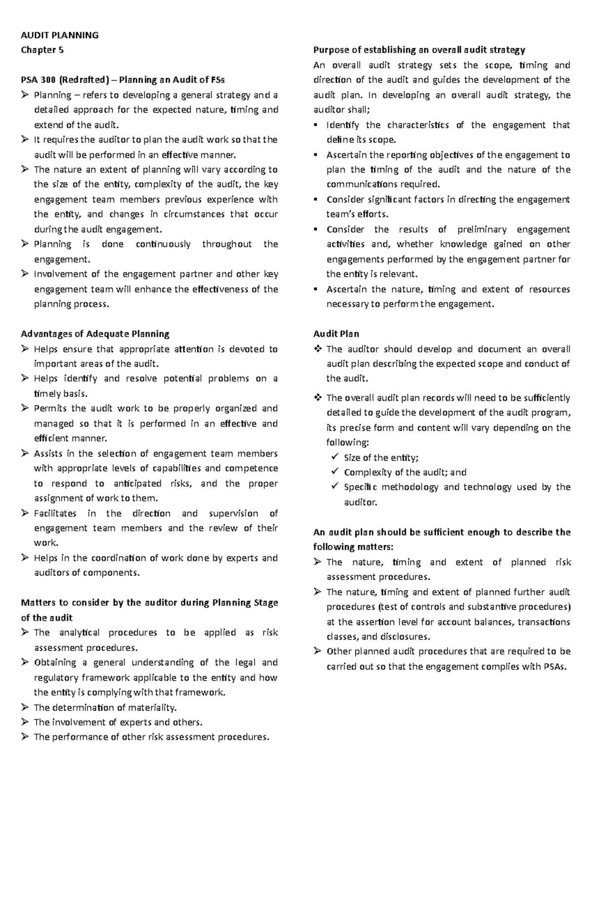 Chapter5 Audit Planning AUDIT PLANNING Chapter 5 PSA 300