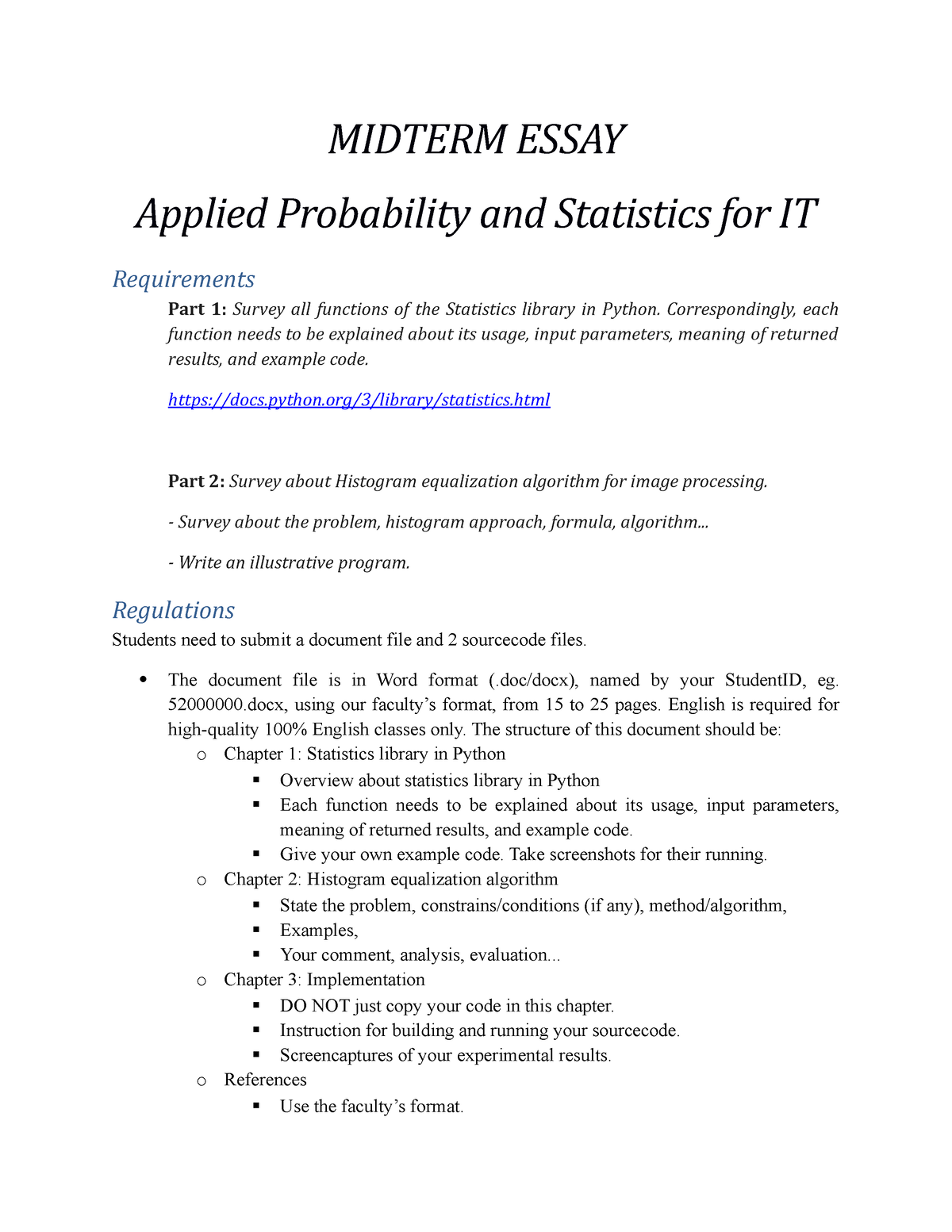 essay about statistics and probability