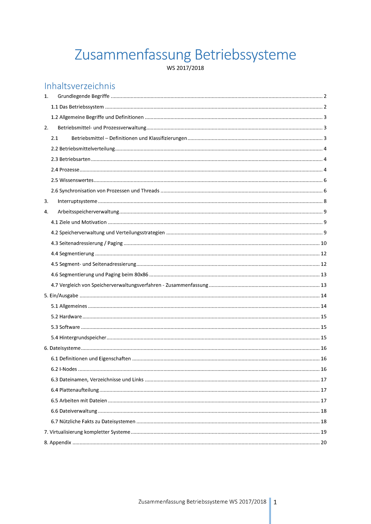 Betriebssysteme Zusammenfassung WS1718 - Zusammenfassung ...