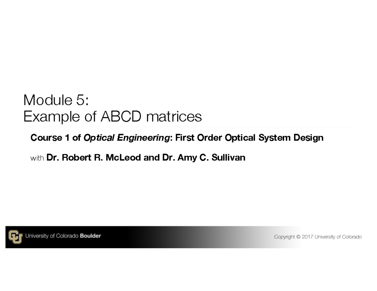 Example-of-ABCD-Matrices - Course 1 Of Optical Engineering : First ...