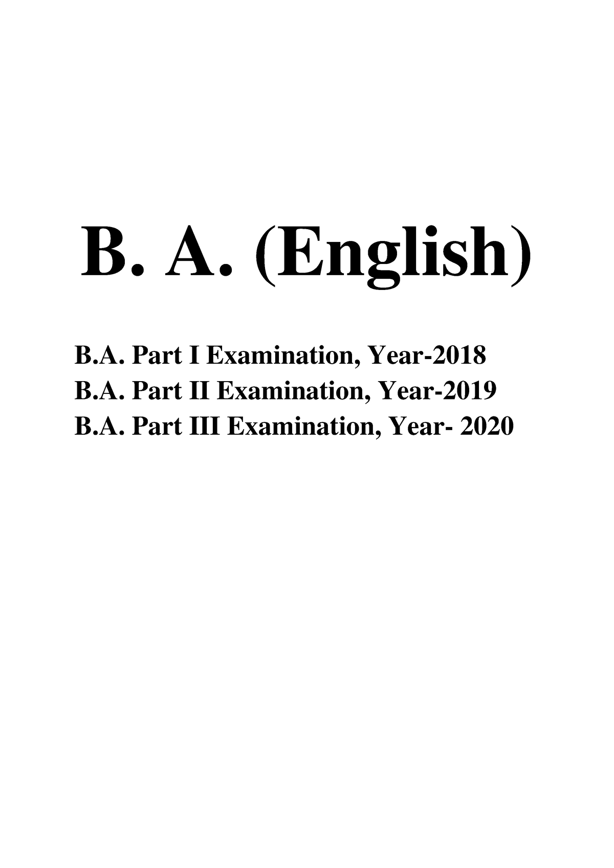 B.-A.English - Lecture Notes - B. A. (English) B. Part I Examination ...