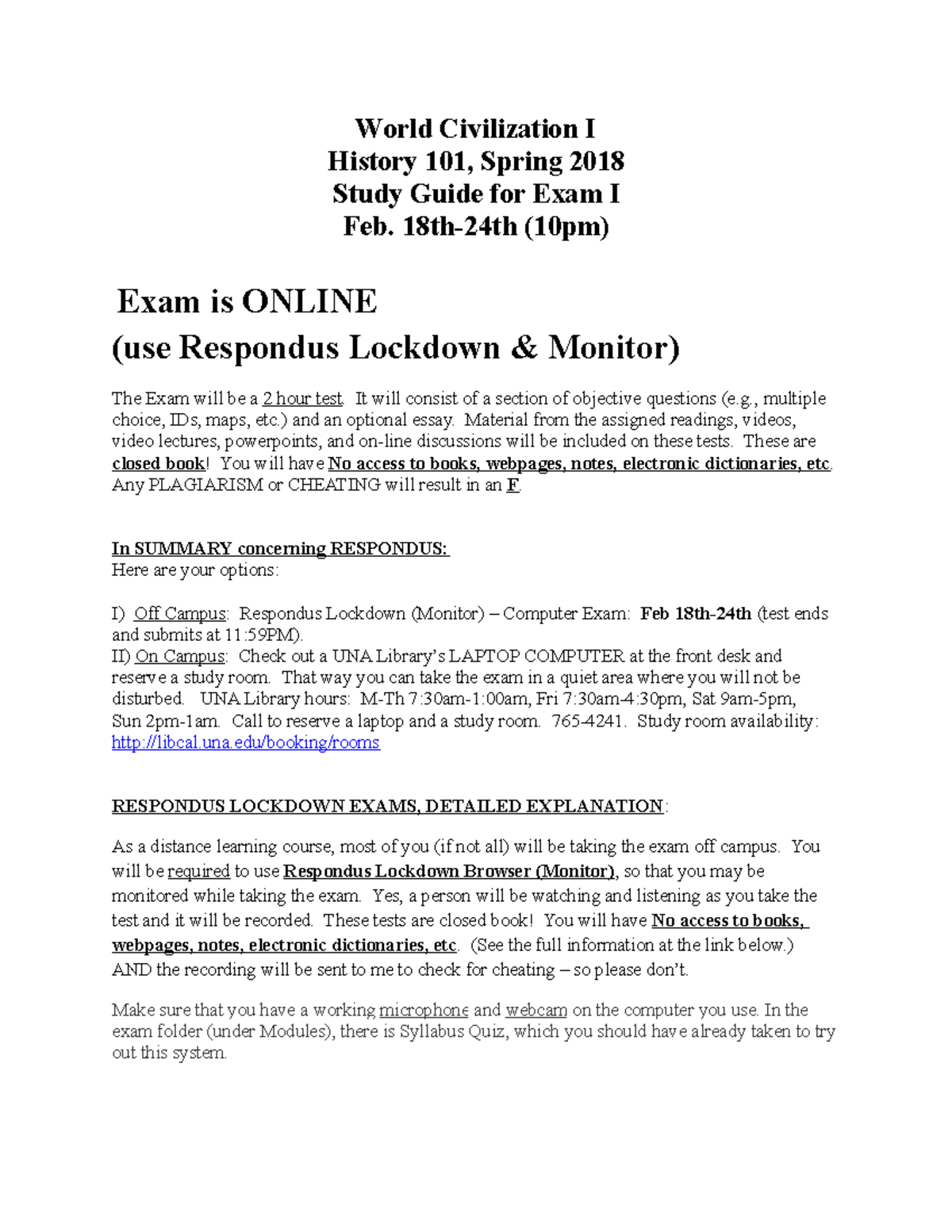 Exam I Study Guide, H101 - World Civilization I History 101, Spring ...