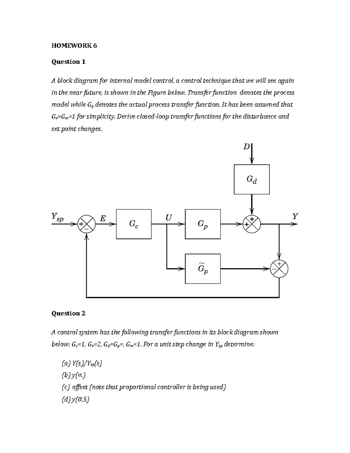 A Block Diagram For Internal Model Control A Control Techniq