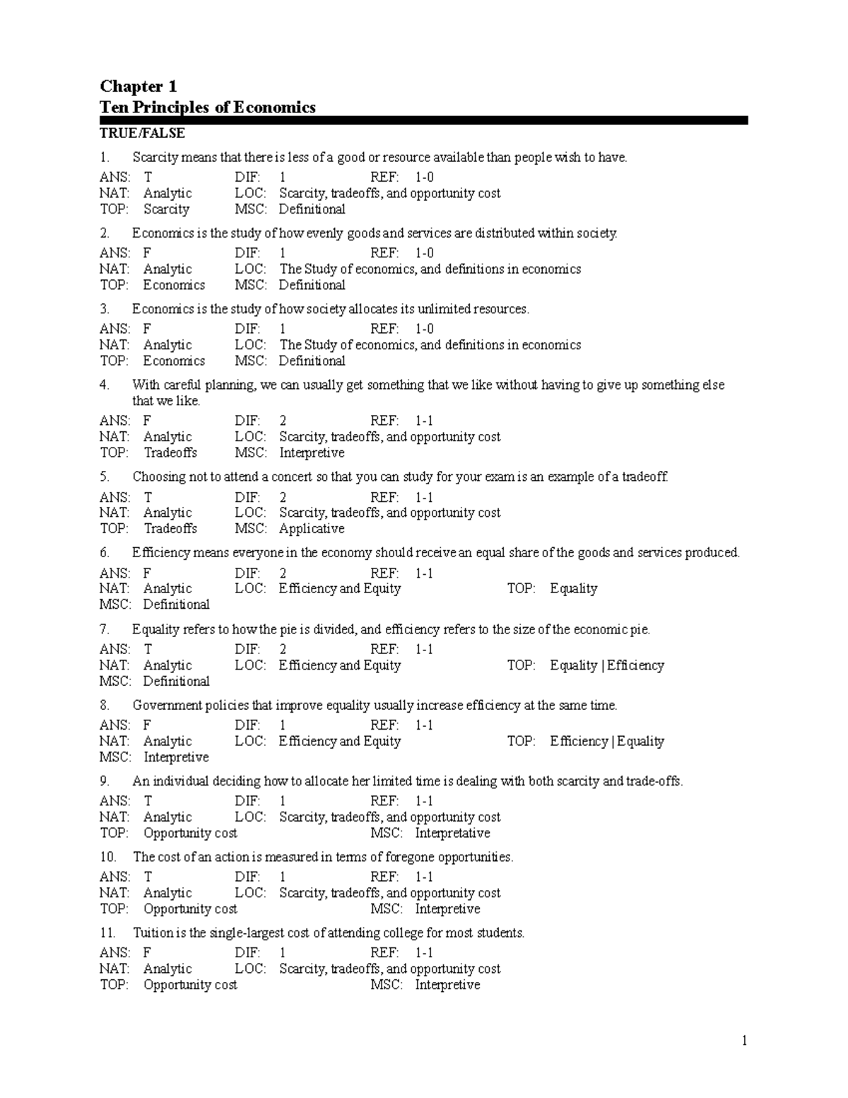 Chapter 1-Ten Principles of Economics - Chapter 1 Ten Principles of ...