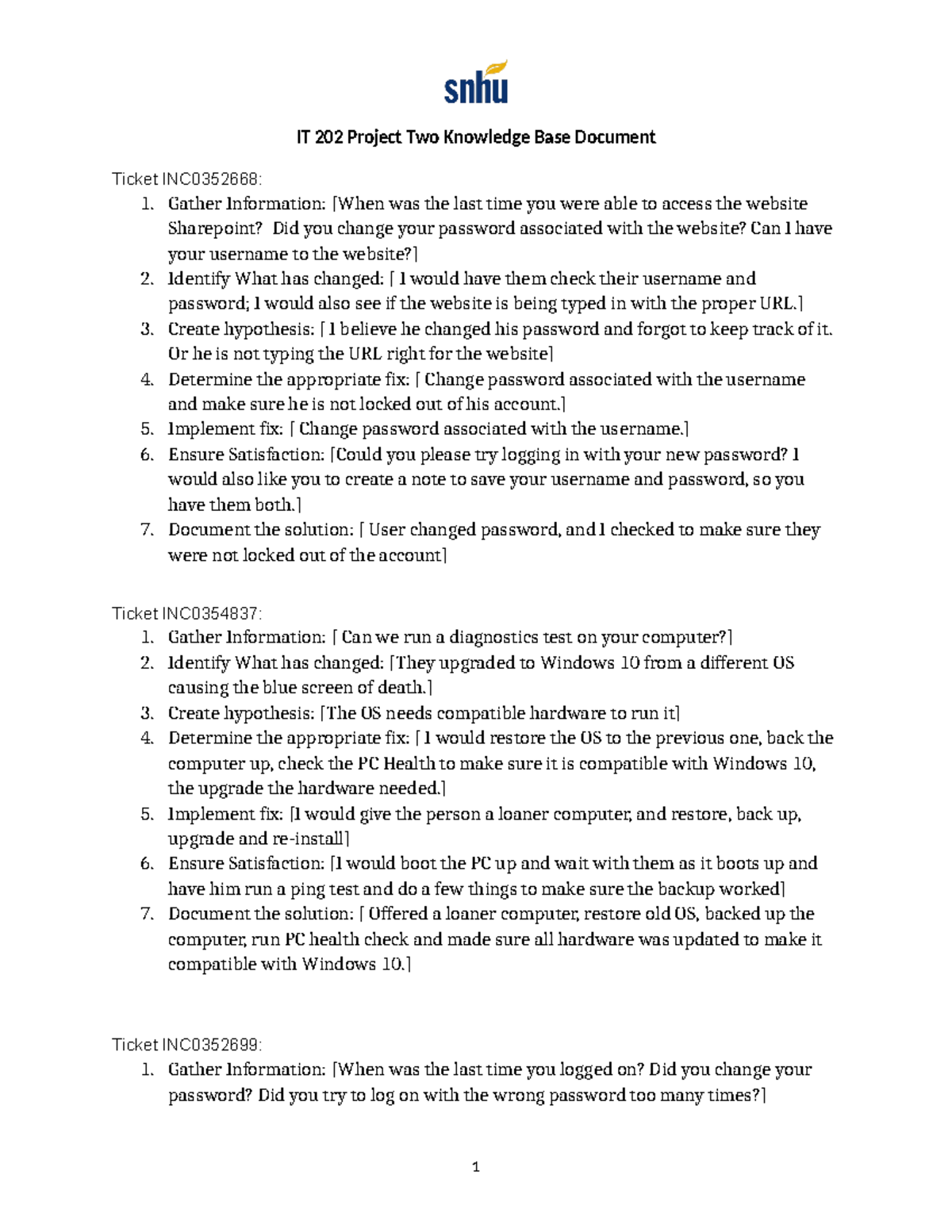IT 202 Project Two Knowledge Base Document Lizzy Andrews - IT 202 ...
