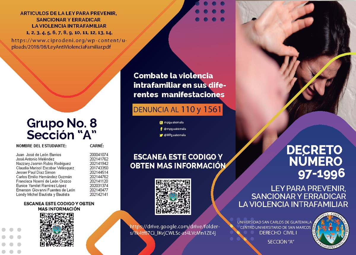 8. LEY PARA Prevenir, Sancionar Y Erradicar LA Violencia Intrafamiliar ...