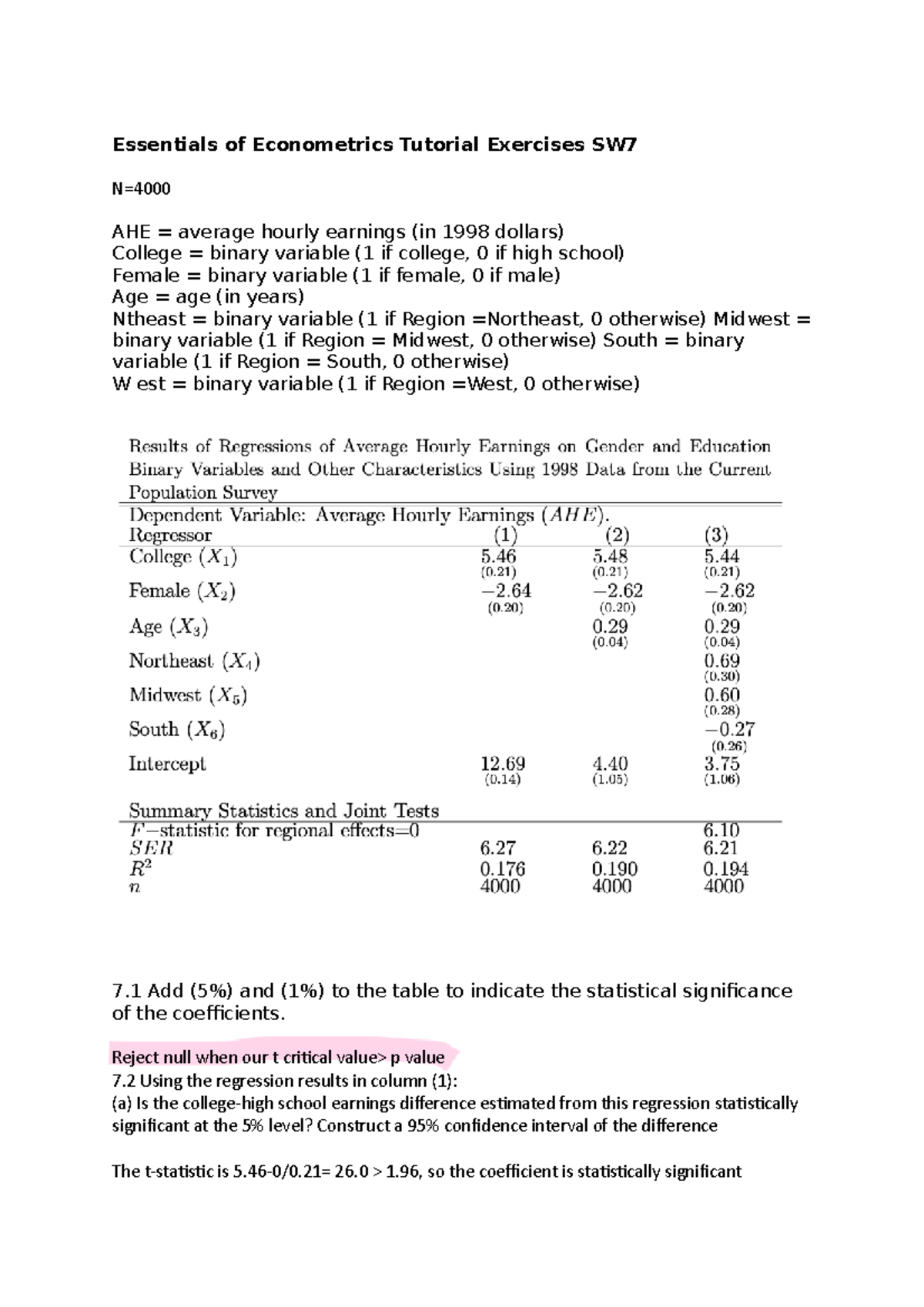 Eo E Sw7 Tutorial Answers - Essentials Of Econometrics Tutorial ...