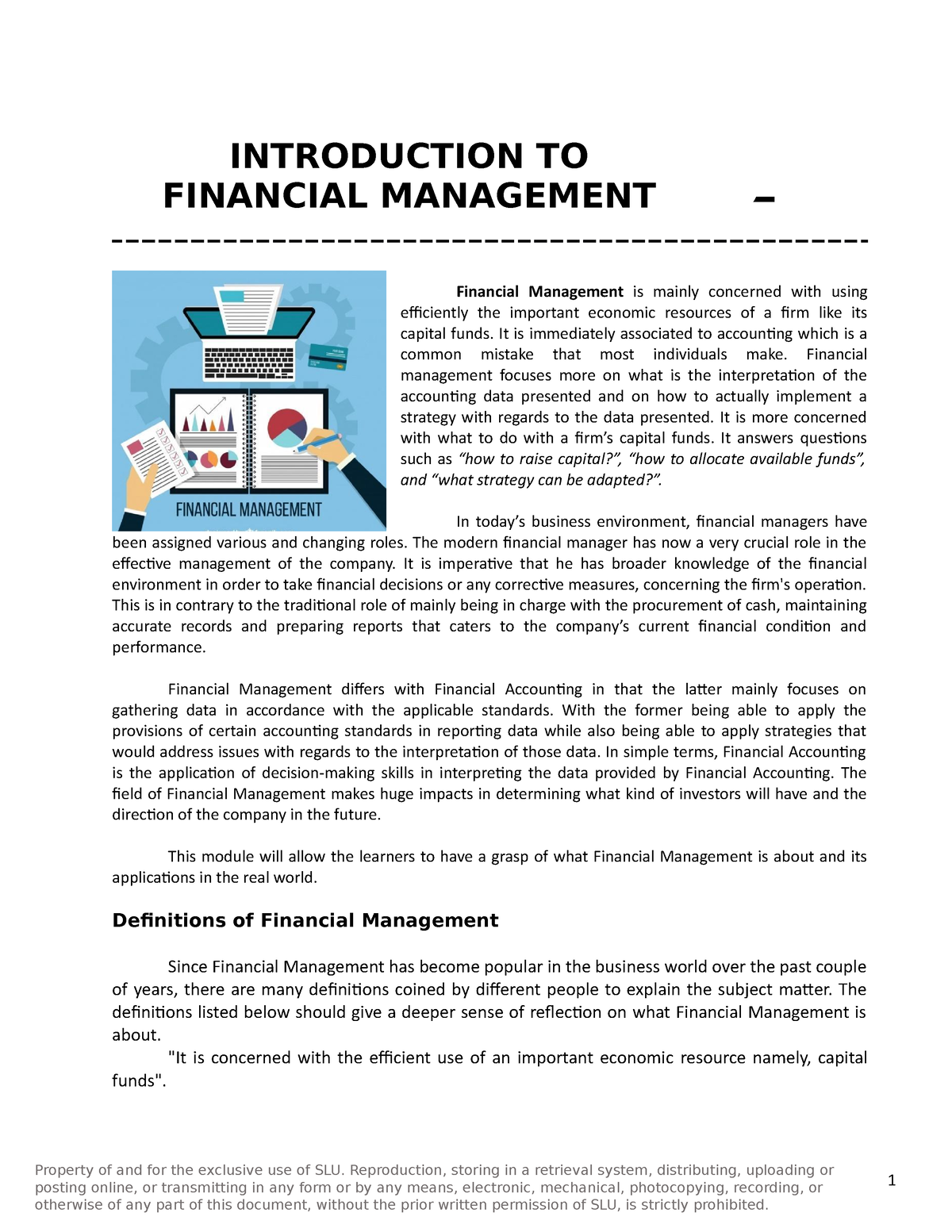 Module 1 Introduction To Financial Management - INTRODUCTION TO ...