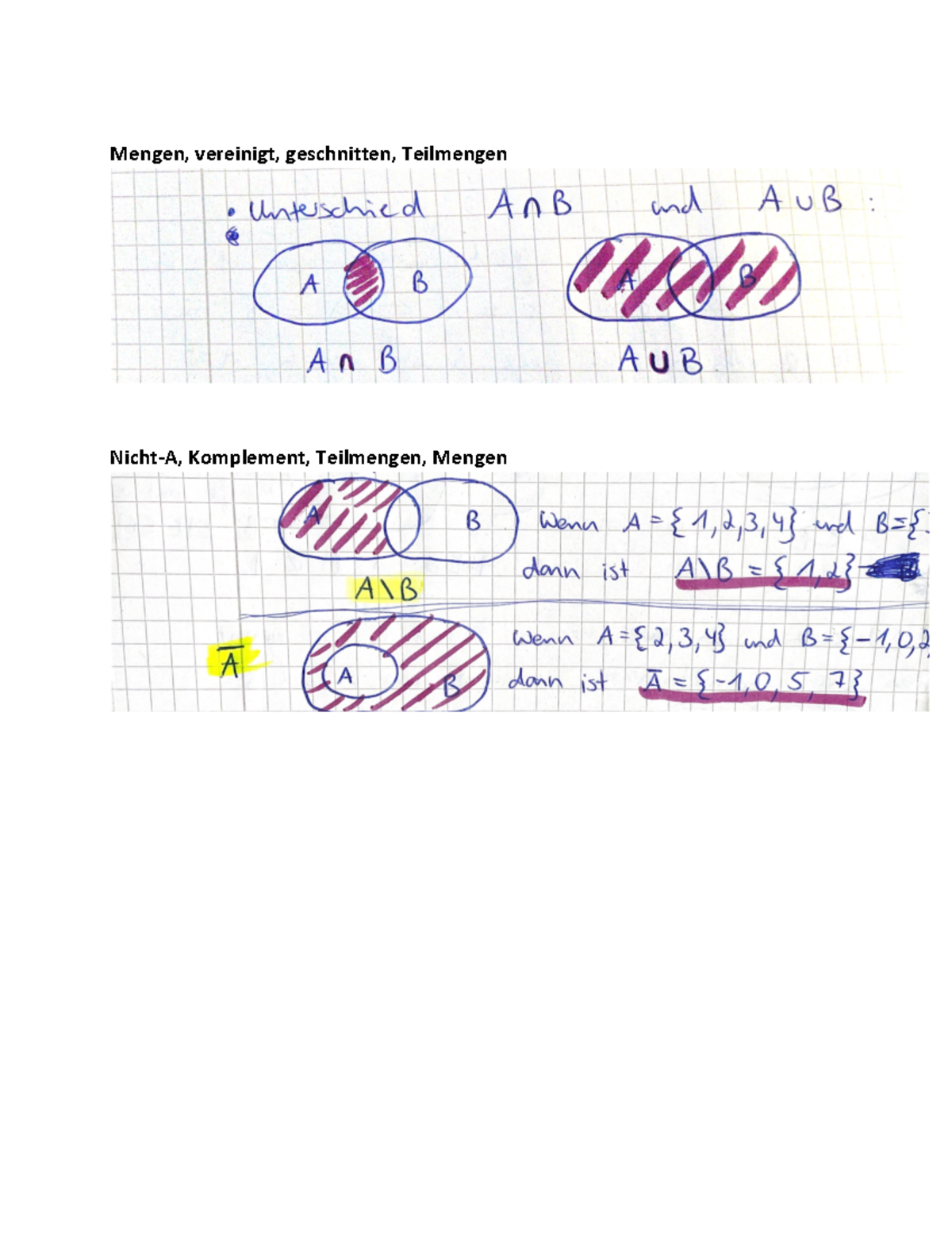 Mathe Gesamte Formelsammlung - Mengen, Vereinigt, Geschnitten ...