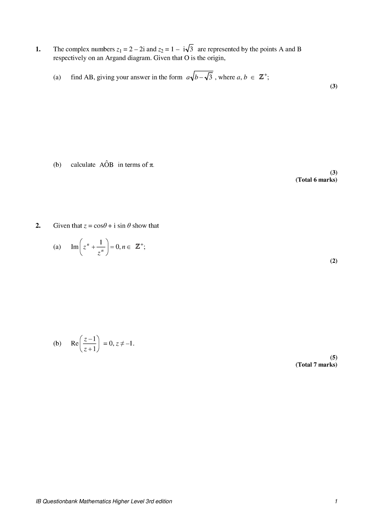 Complex number - math - The complex numbers z 1 = 2 – 2i and z 2 = 1 ...