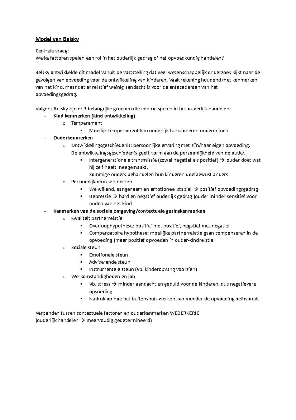 Model van Belsky - Model van Belsky Centrale vraag: Welke factoren ...