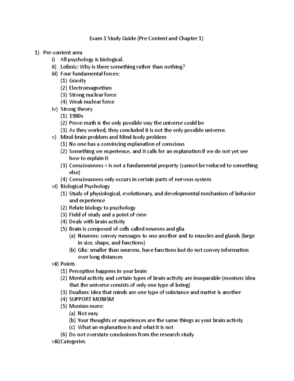 Pre content and chapter 1 - Exam 1 Study Guide (Pre-Content and Chapter ...