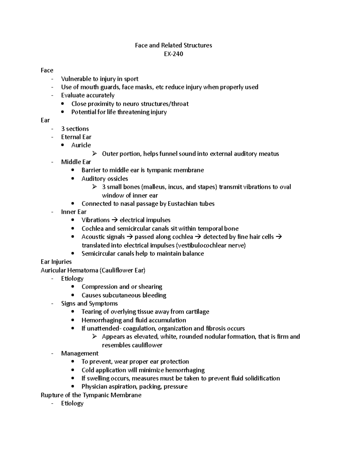 Face and Related Structures - Face and Related Structures EX- Face ...