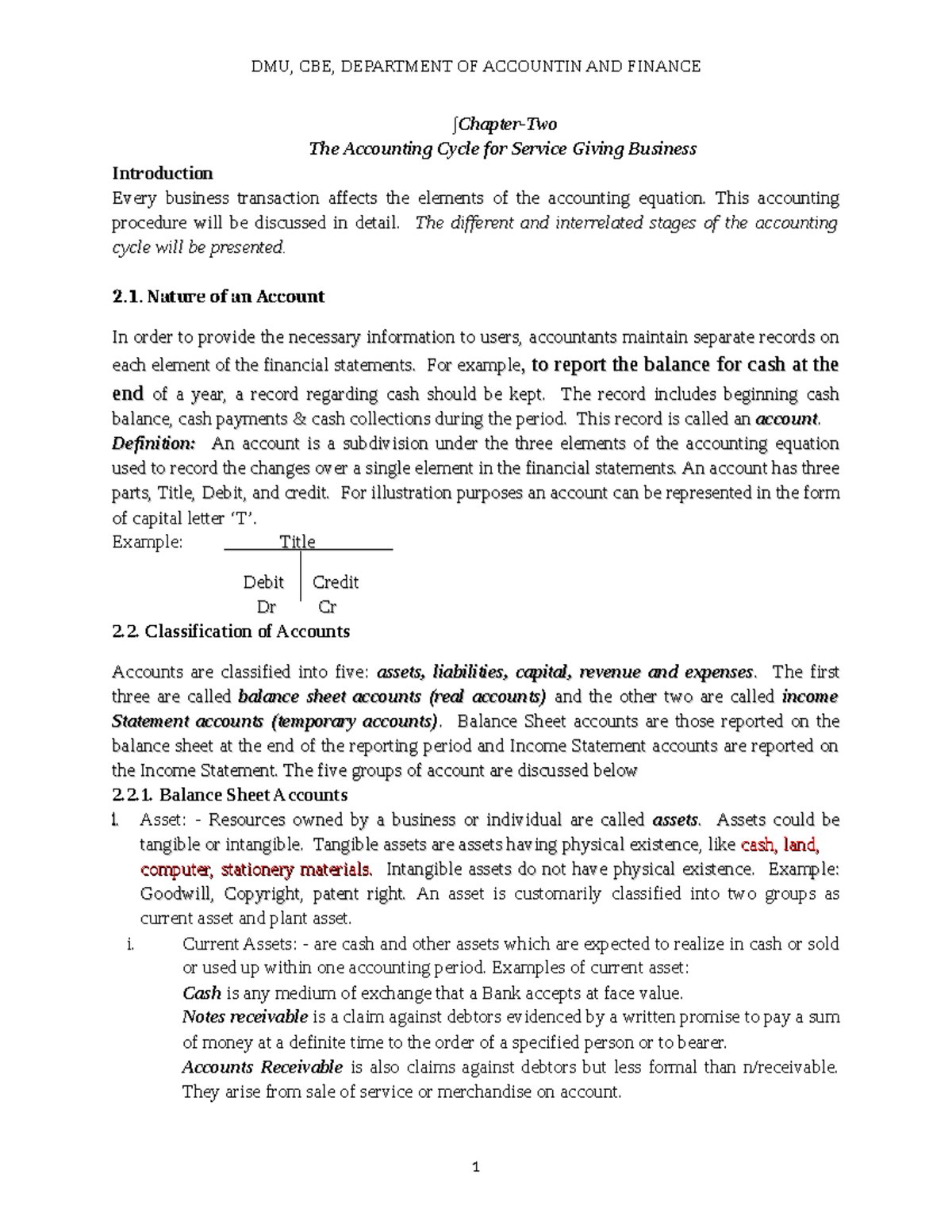 Ch 2 3 - ∫chapter-two The Accounting Cycle For Service Giving Business 