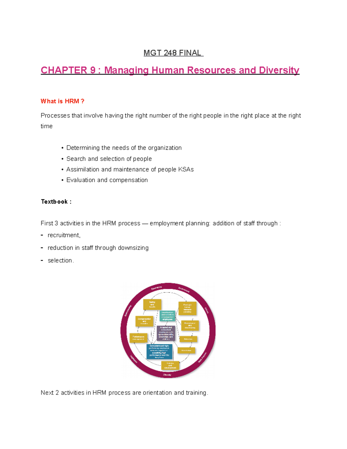 248 EXAM Chapters - study guide - MGT 248 FINAL CHAPTER 9 : Managing ...