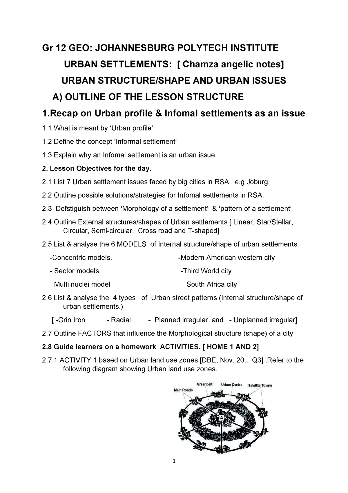 Gr 12 Urban Settlemts JUNE L1 F - Gr 12 GEO: JOHANNESBURG POLYTECH ...