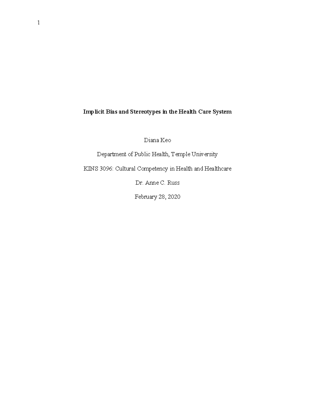 Implicit Bias by Diana - Implicit Bias and Stereotypes in the Health ...