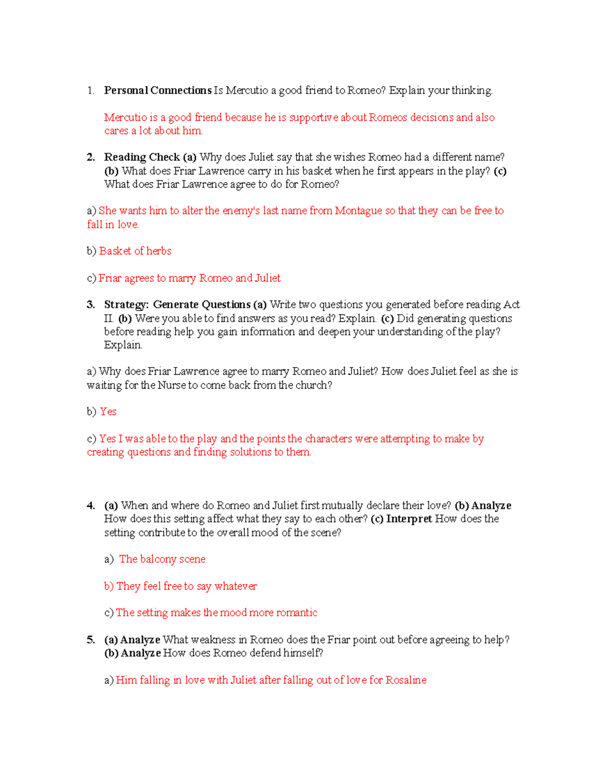 Act+ii+questions - Practice test - Personal Connections Is Mercutio a ...