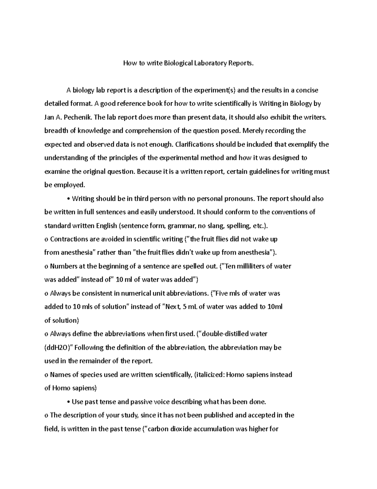 How to write Biological Laboratory Reports - A biology lab report is a ...