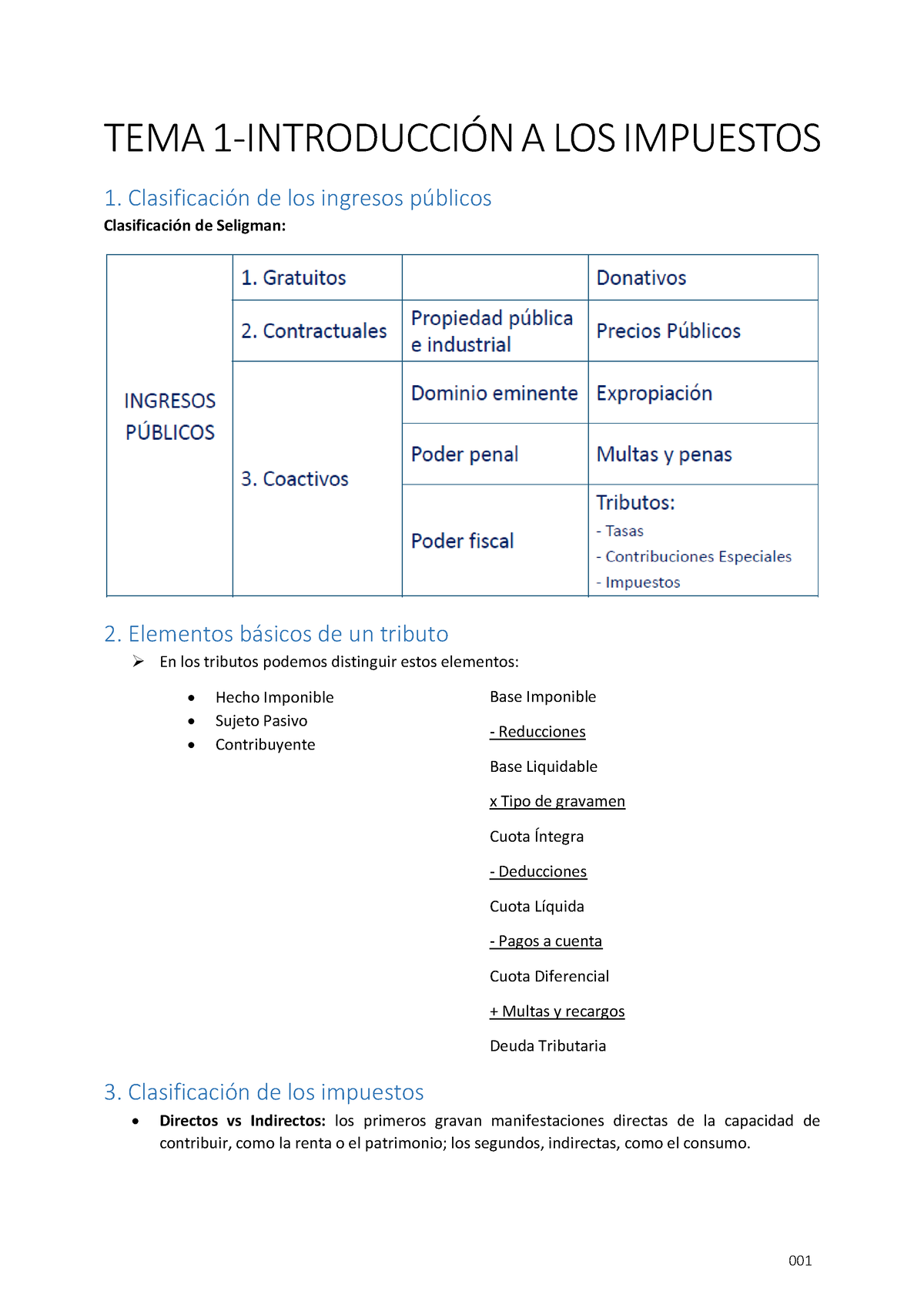 Apuntes Completos 1 13 Tema 1 IntroducciÓn A Los Impuestos 1 Clasificación De Los Ingresos 2305