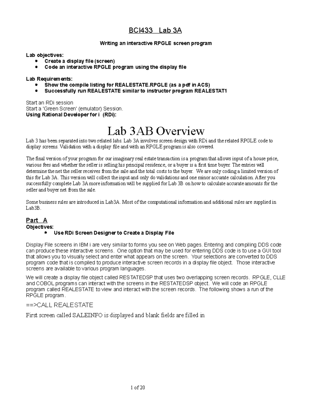 Lab3A - Instruction and demo for Lab3 part A - BCI433 Lab 3A Writing an ...