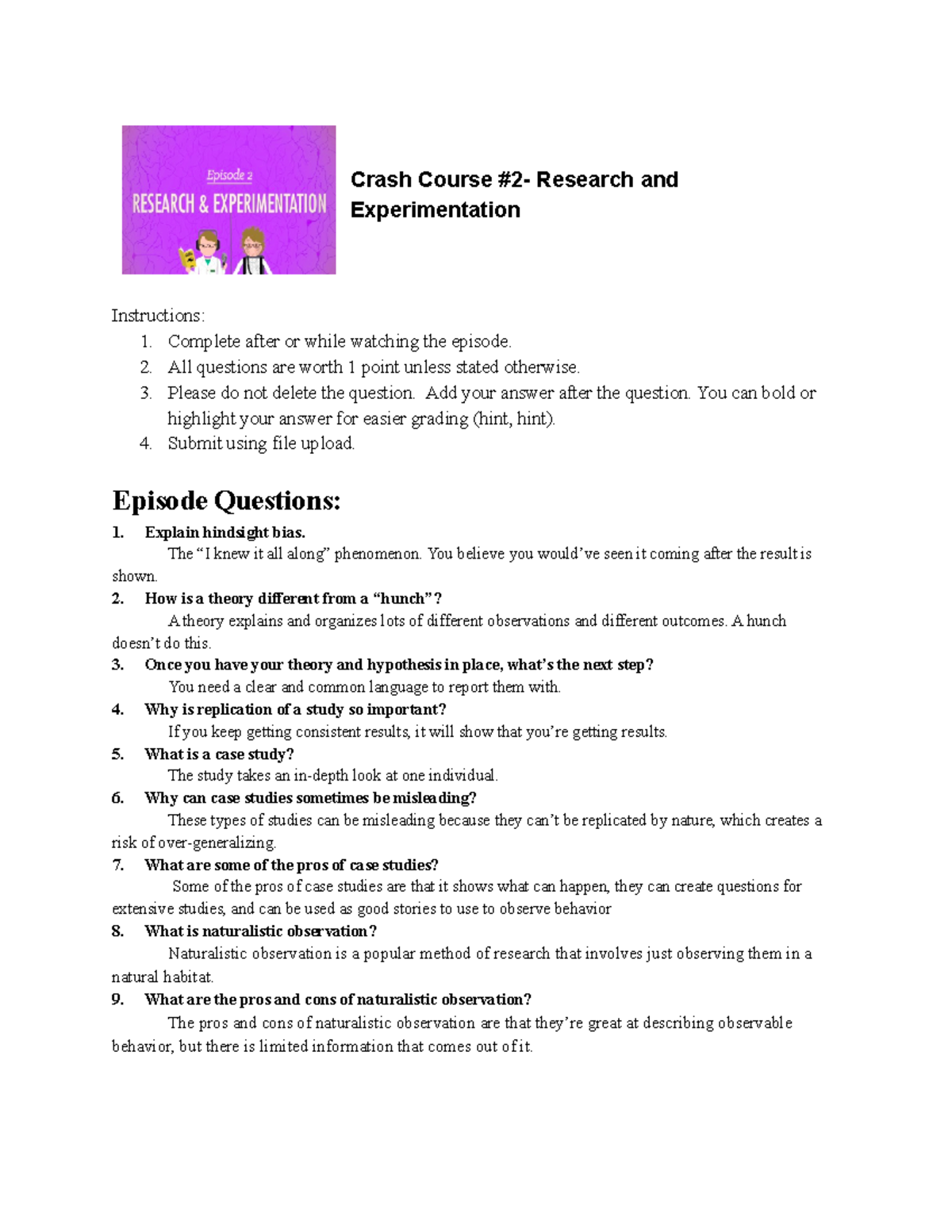 Psychology Crash Course Episode 2 Crash Course 2 Research and