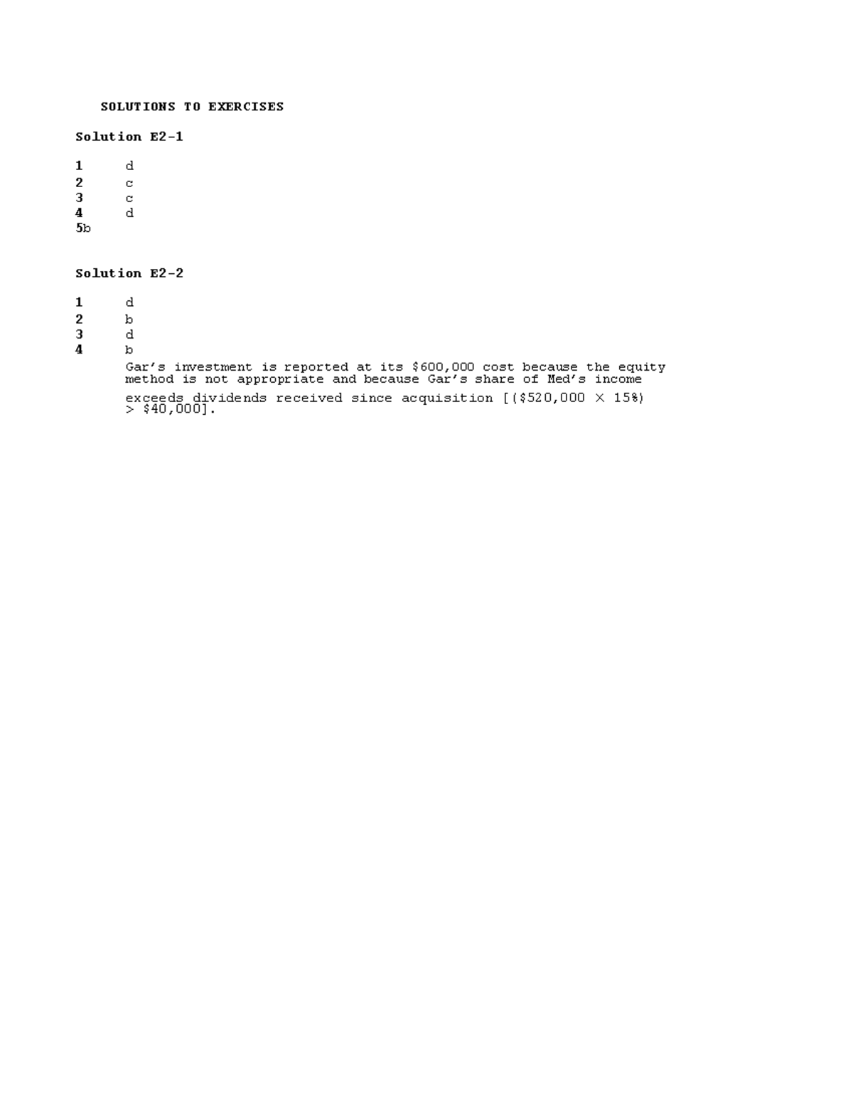 Solution Chapter No 2 - ali - SOLUTIONS TO EXERCISES Solution E2- 1 d 2 ...