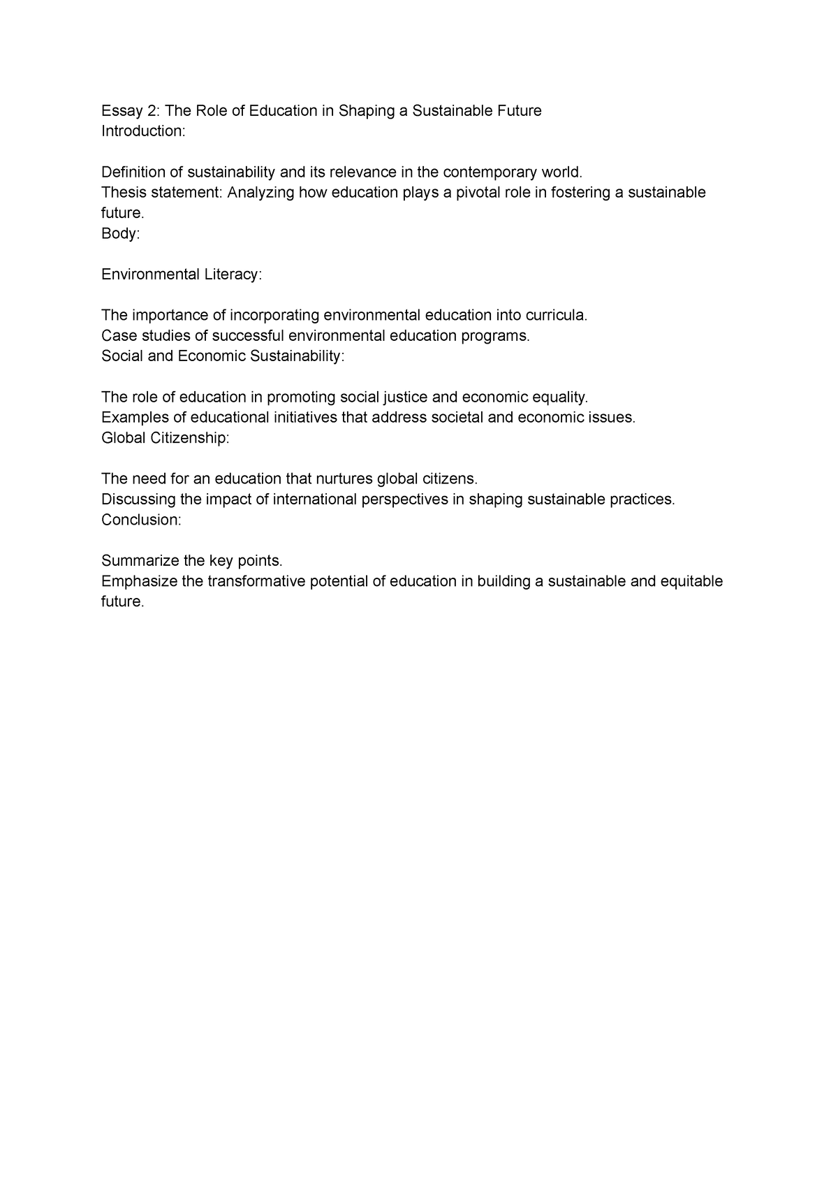 Essay 2 The Role Of Education In Shaping A Sustainable Future Thesis   Thumb 1200 1695 