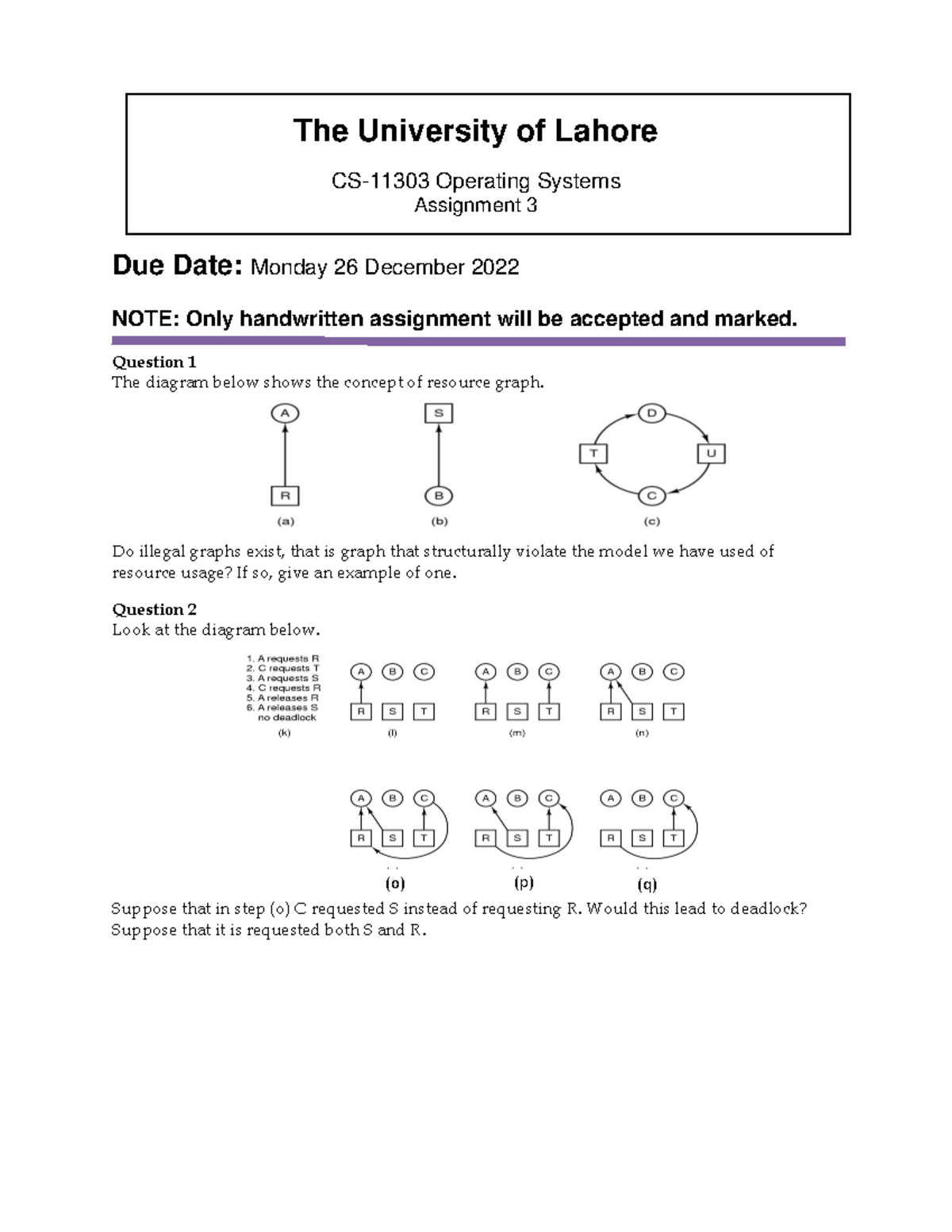 Assignment 3 The University of Lahore CS11303 Operating Systems