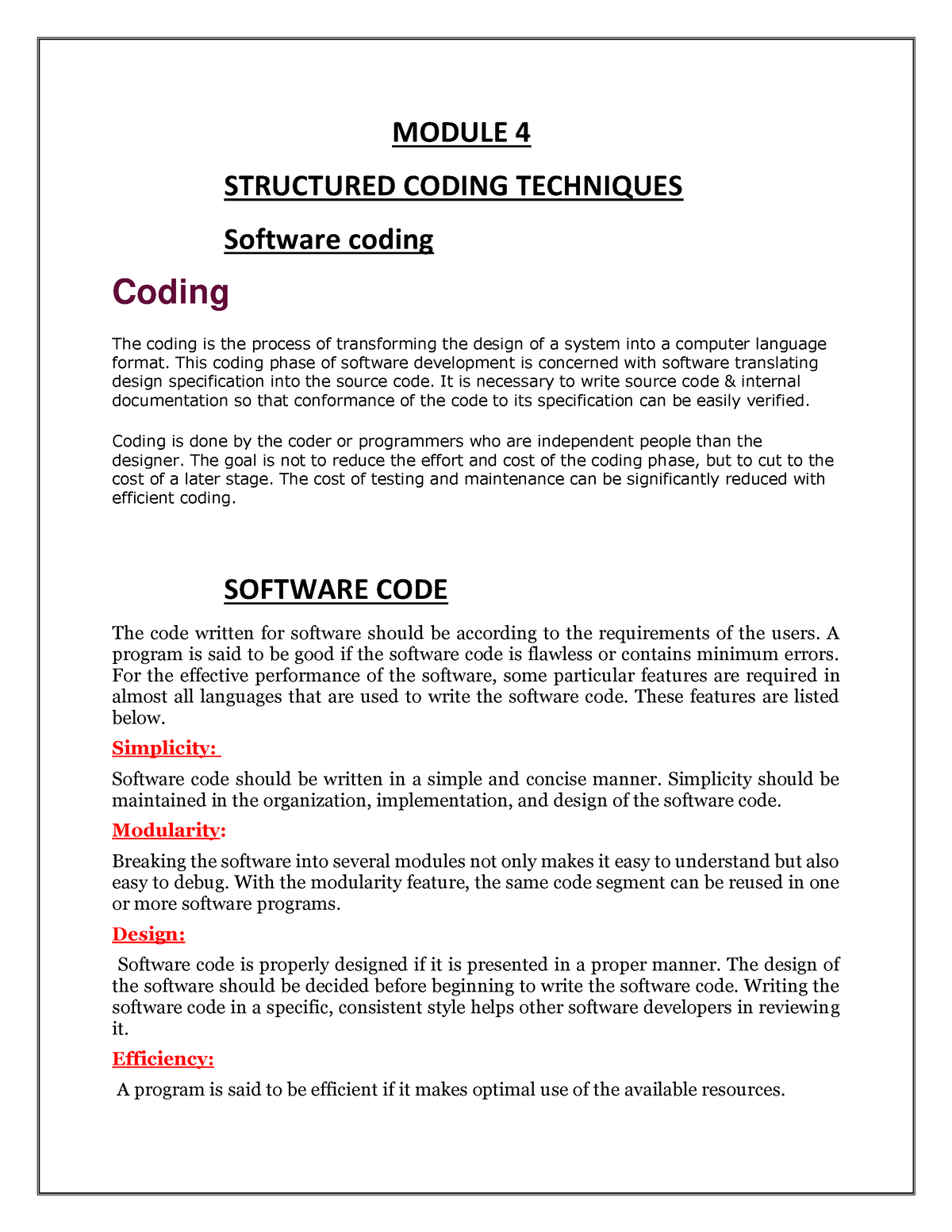 Software Engineering Module 4 For Bca - MODULE 4 STRUCTURED CODING ...