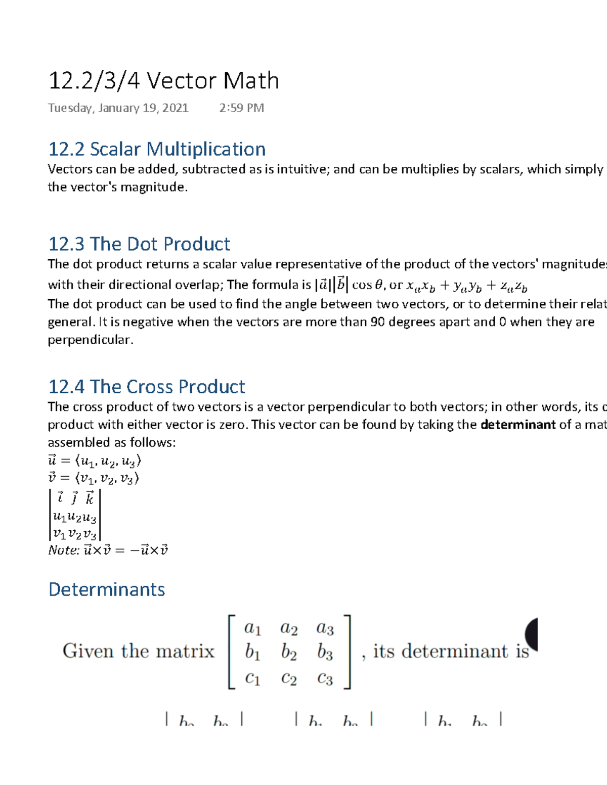 12.2, 3, 4 Vector Math - 12 Scalar Multiplication Vectors can be added ...