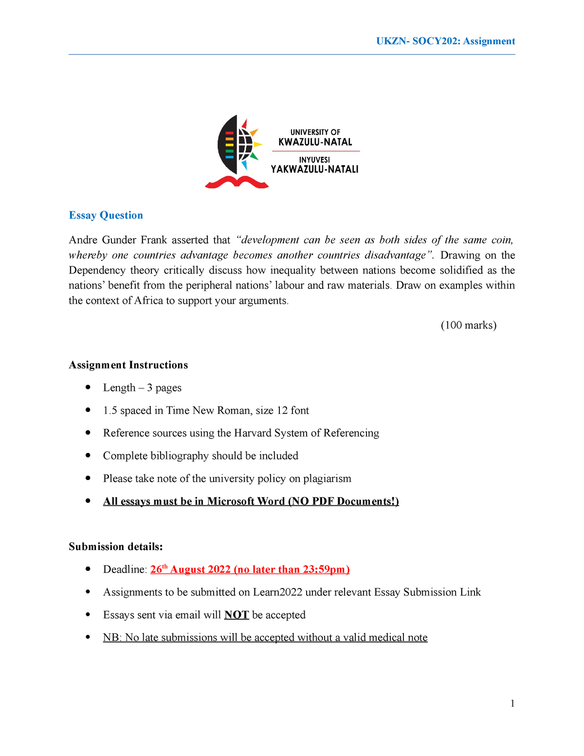 ukzn assignment cover page pdf