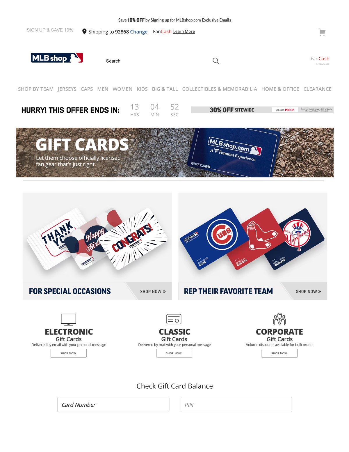 MLB Shop Gift Cards - Buy Digital Gift Cards and Check Your