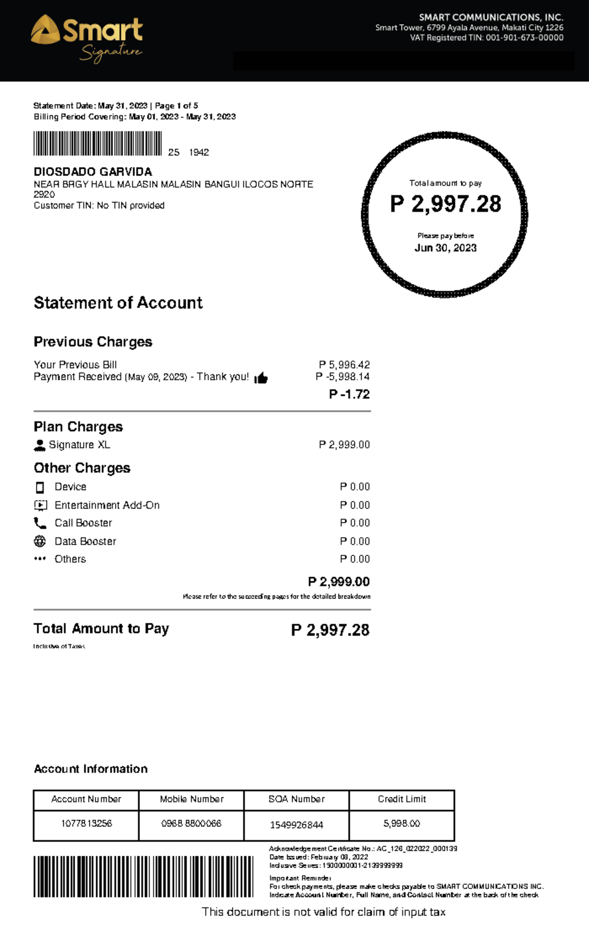 BILL 1 1549926844 1 93102217 - Important Reminder For check payments ...