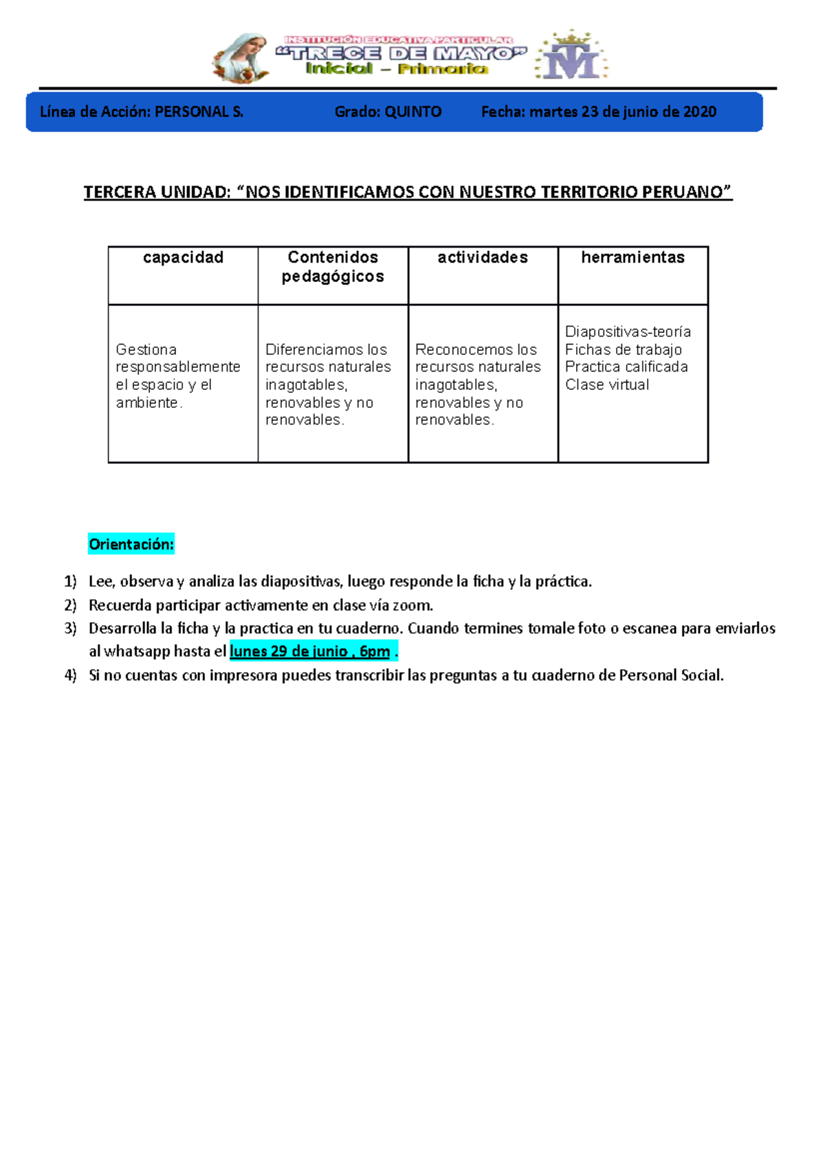 Actividades Diferenciamos Los Recursos Naturales Inagotables