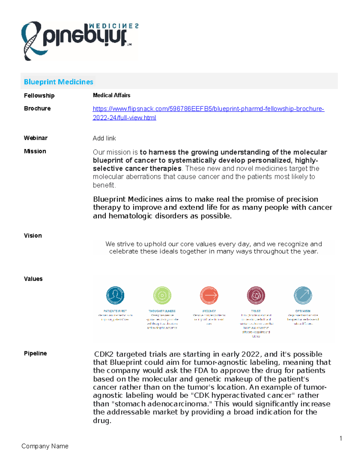 Blueprint Medicines - lecture notes - Blueprint Medicines Fellowship ...